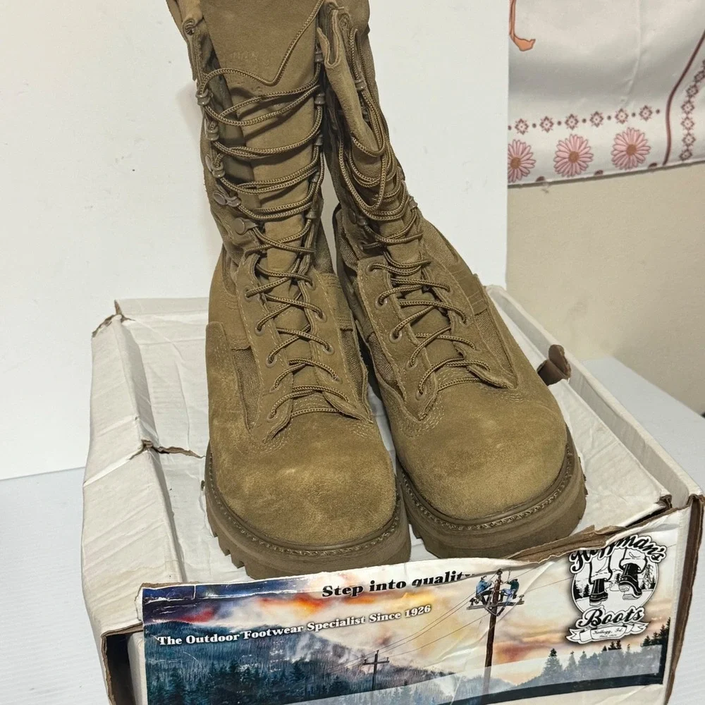 Hoffman Boots Powerline Mens 8.5 D Coyote Brown Suede Vibram Tactical Boots
